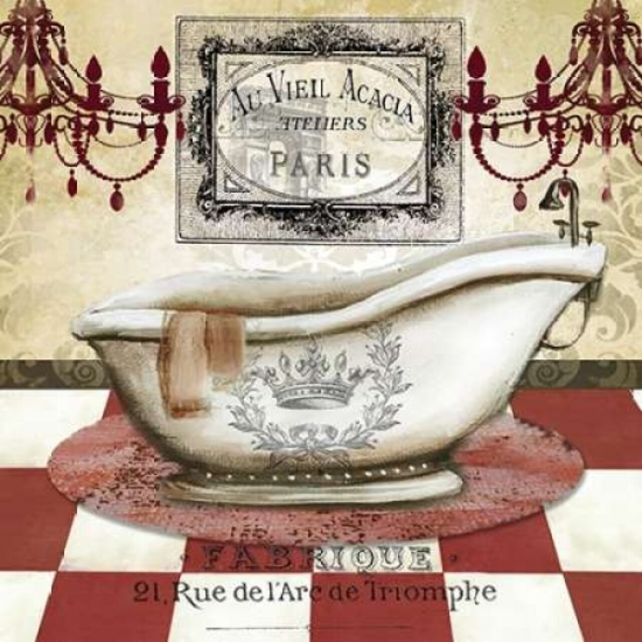 Red French Bath II Poster Print by Tre Sorelle Studios - Item # VARPDXRB7280TS